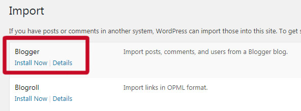 Importing blogger.com data into WordPress