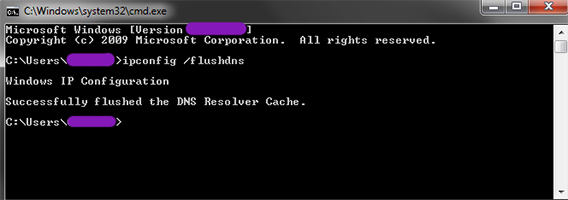 Flushing DNS via command prompt in Windows